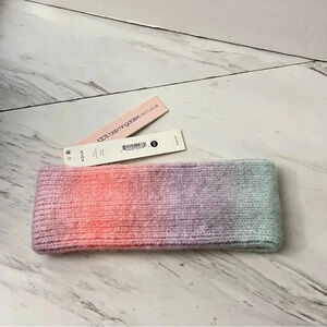 Aqua Rainbow Headband Multi Color Knitted Ribs One Size O/S Space Dye